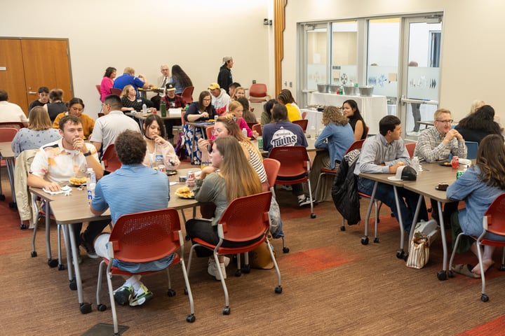 Student welcome back picnic photo in a classroom