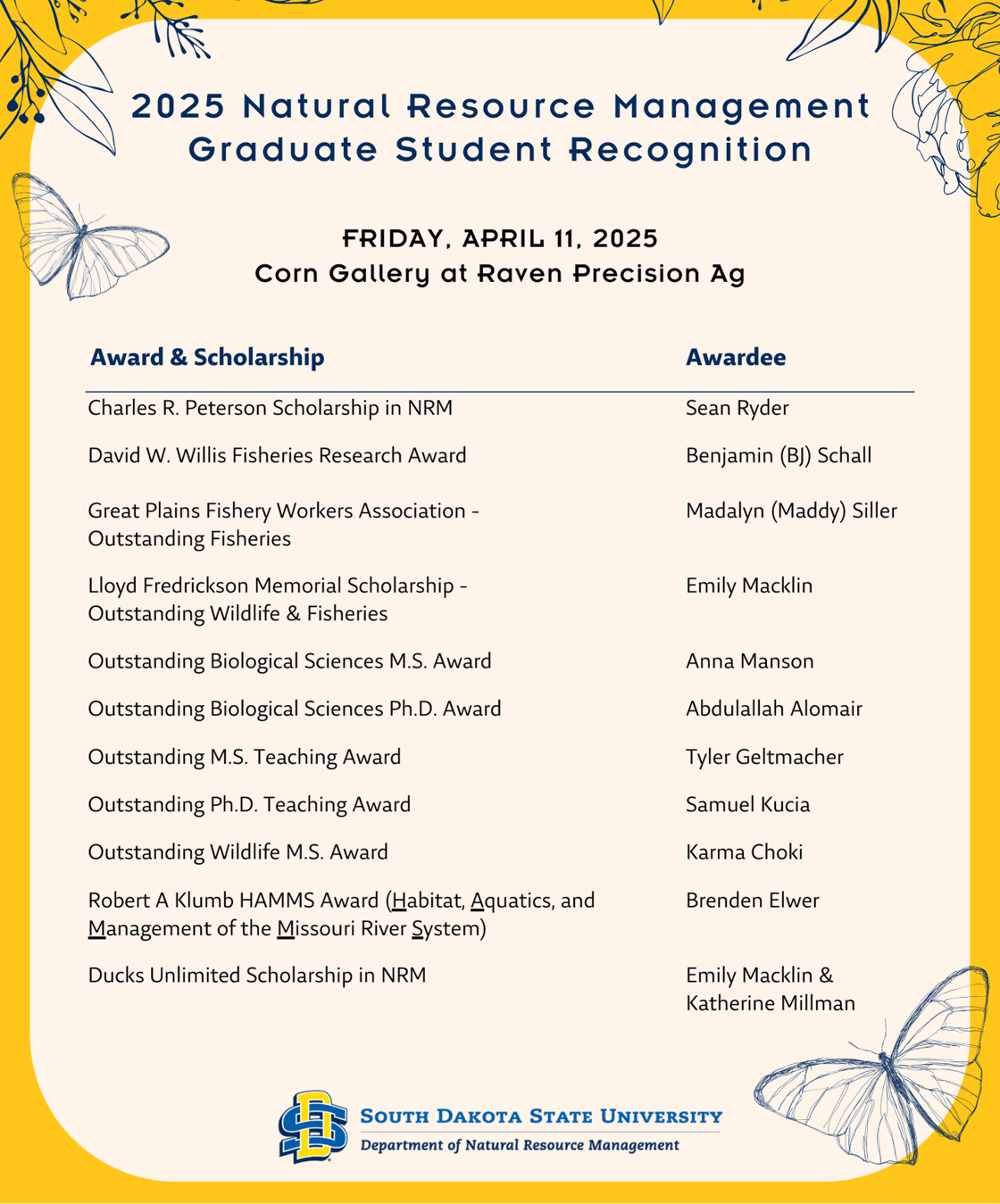 2025 NRM Grad Student Recognition Flyer