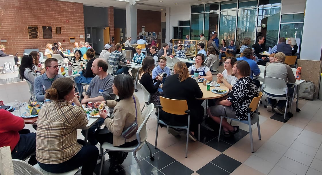 NRM having Lunch in Biostress Atrium