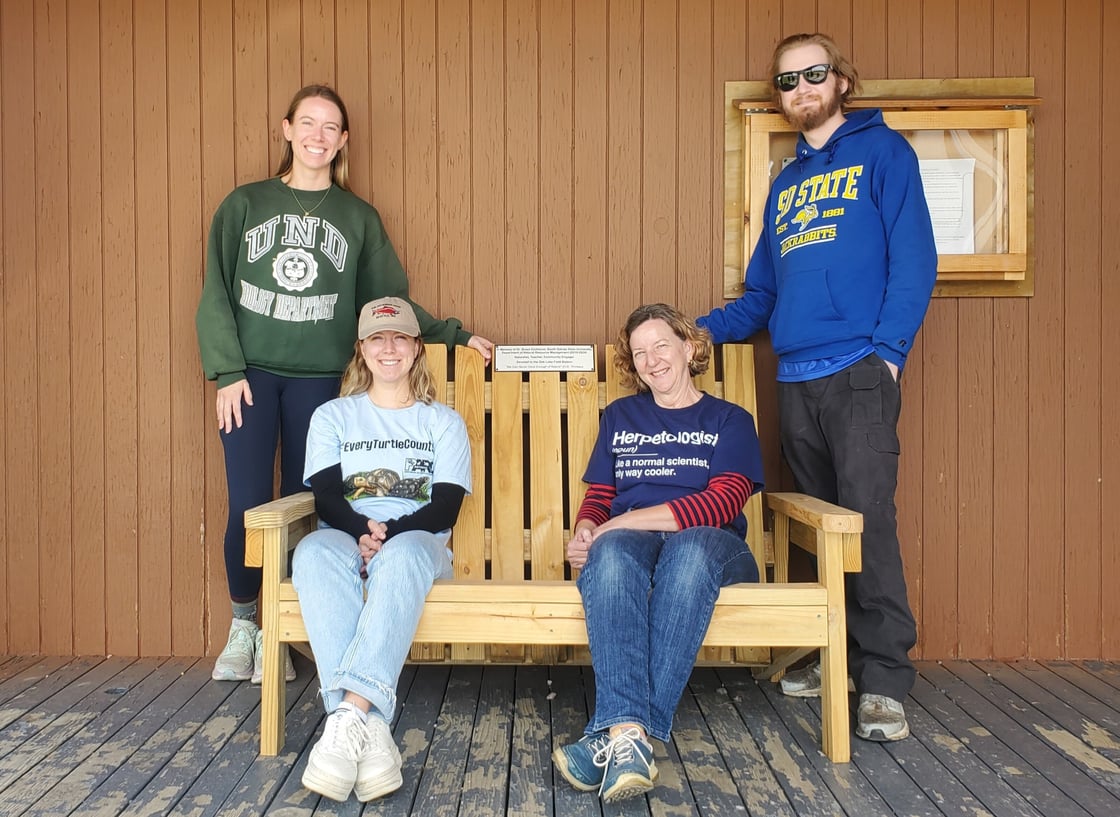 Bruce's family on the memorial bench
