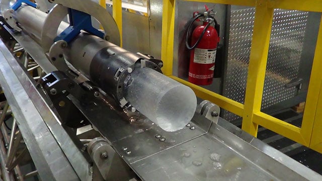 Ice core in metal sleeve