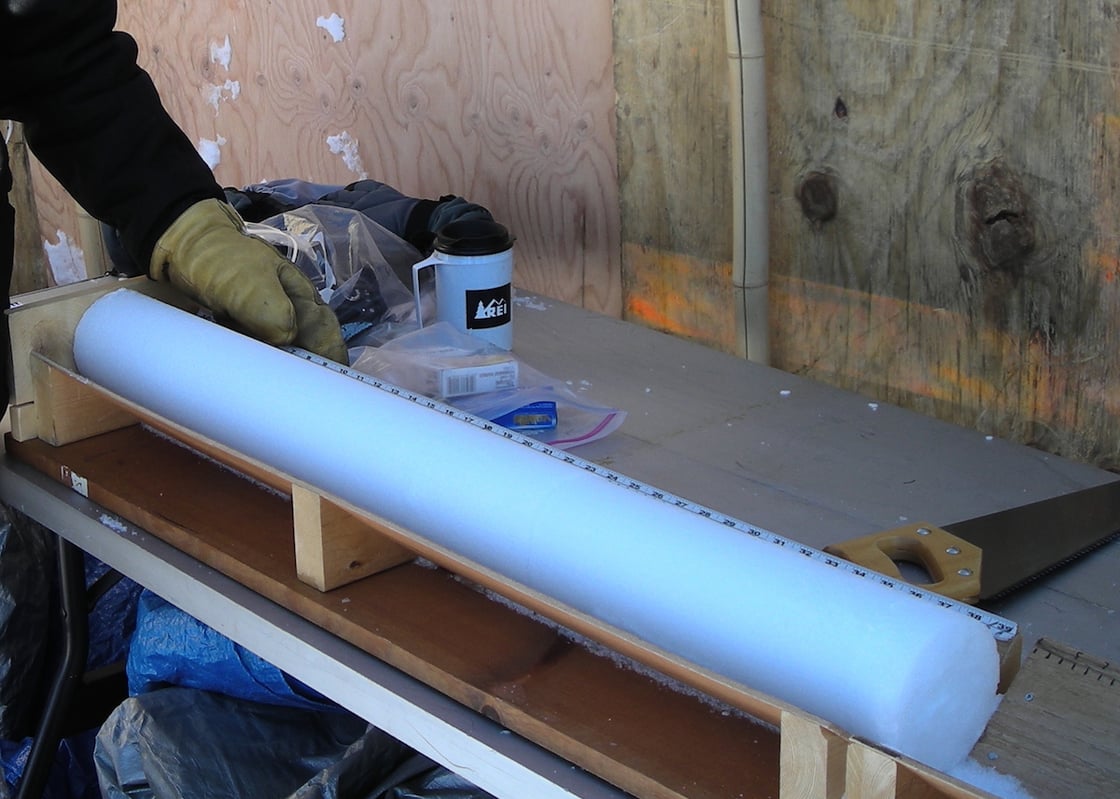 Ice core on table