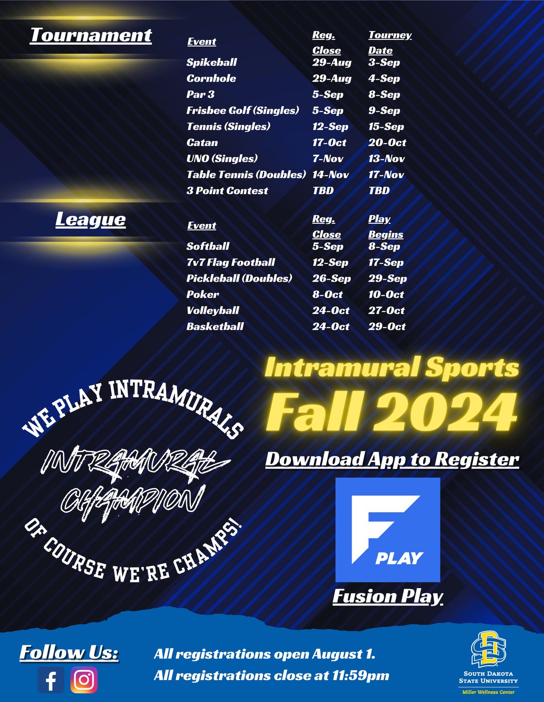 IntramuralSport Clubs Schedule (24 × 31 in)