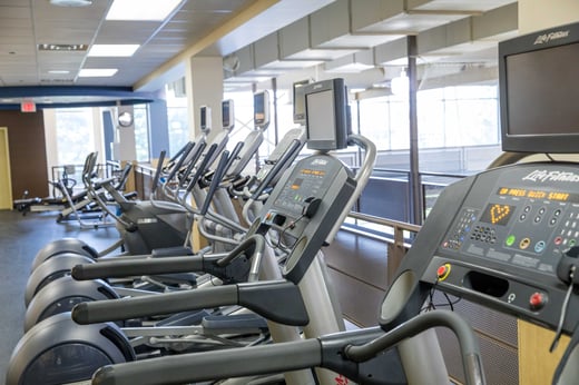 row of elliptical machines