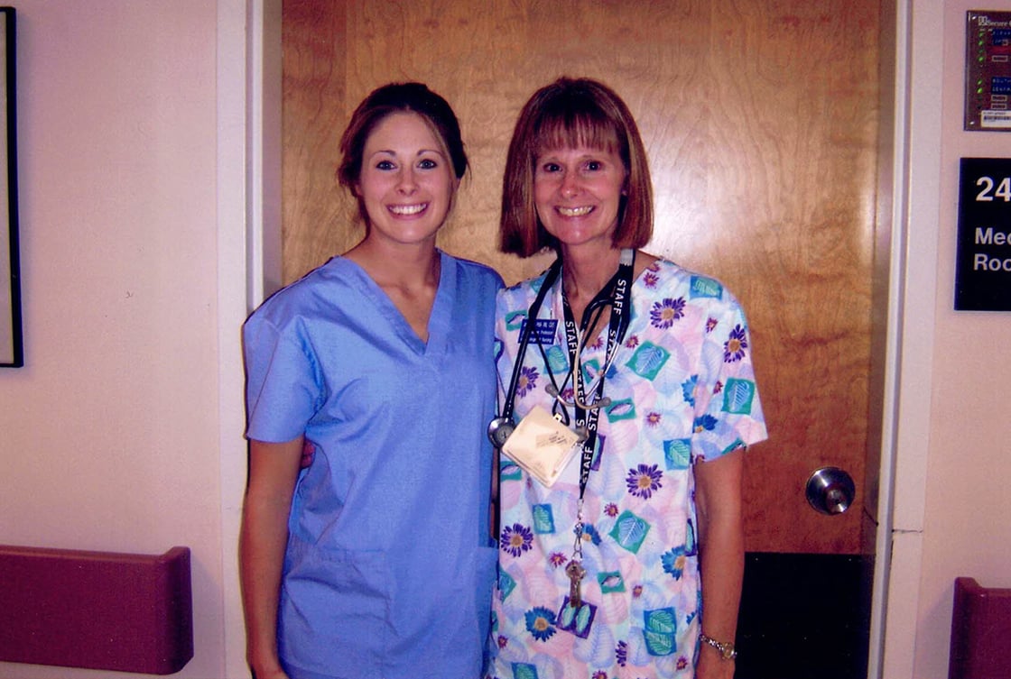 Stephanie (Voss) Newman - nursing student and Dr. Jo Voss (instructor) at clinical[44]