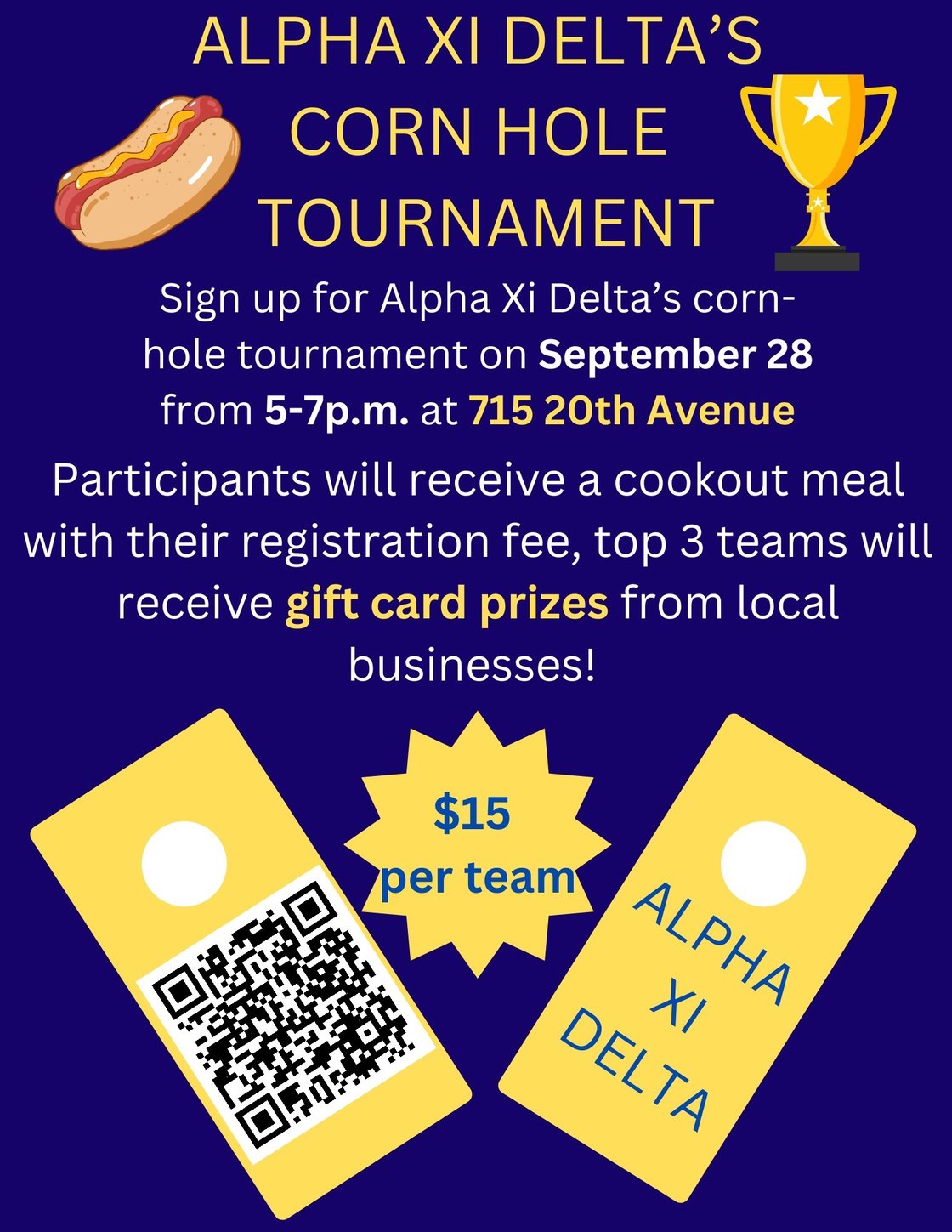 ALPHA XI DELTA Corn Hole Tournament