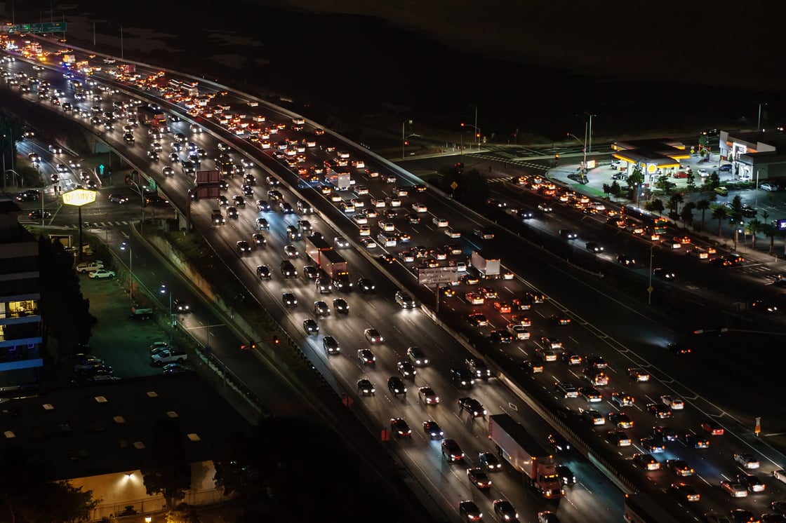 traffic jam at night time